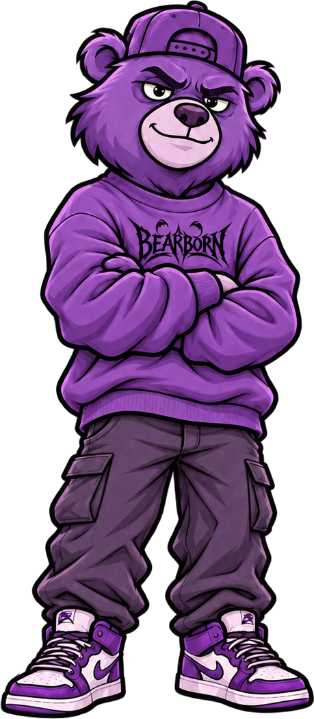 Bear in a sweatshirt that is just right