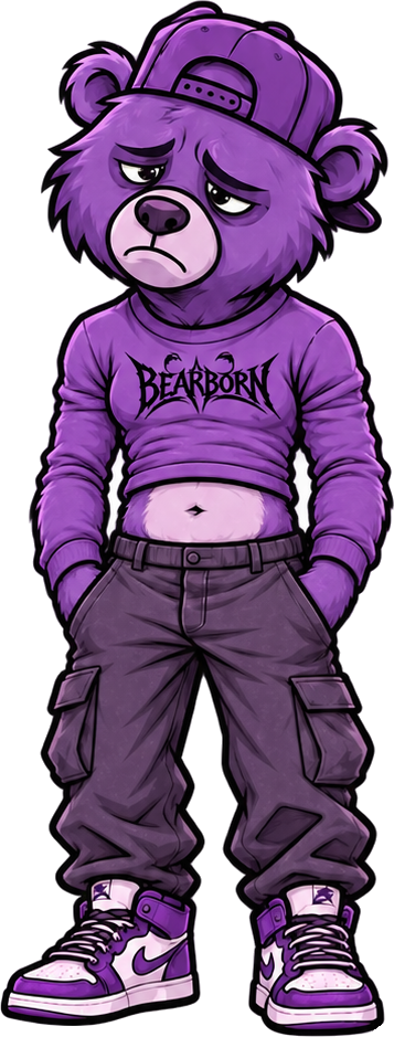 Bear in a sweatshirt that is too small