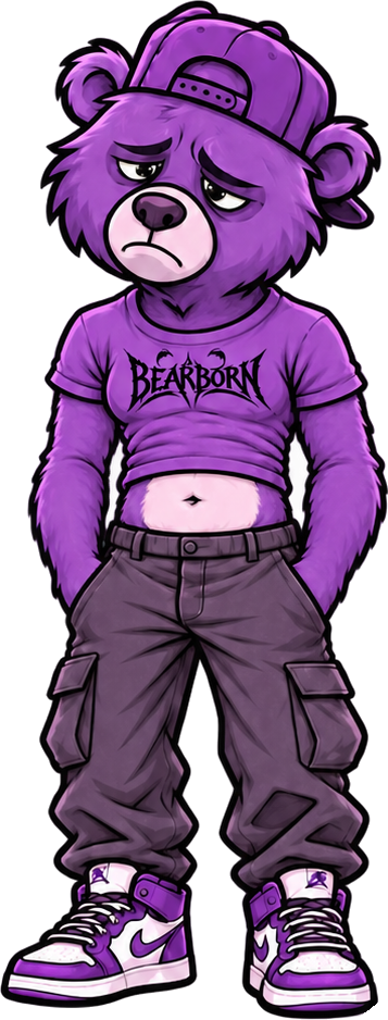 Bear in a T-shirt that is too small
